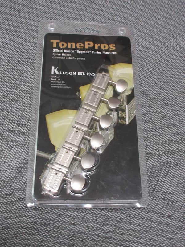 TonePros Kluson TPKF6B-SN 6-In Line Strat Style Tuners Satin Nickel image 1