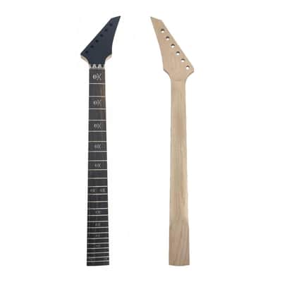 Jackson-Style Guitar Neck, 24 Fret, Maple & Rosewood, Satin Black Headstock, Skull Inlays image 1
