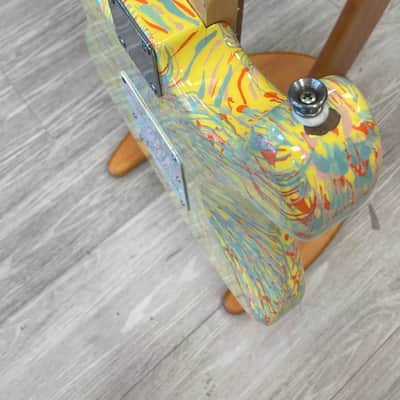 Fender FSR "Splattercaster" Standard Splatter Stratocaster with Rosewood Fretboard 2003 - 2004 - Graffiti Yellow, Dakota Red, Orange, Sage Green Metallic, and Blue Agave Swirl over Olympic White image 9