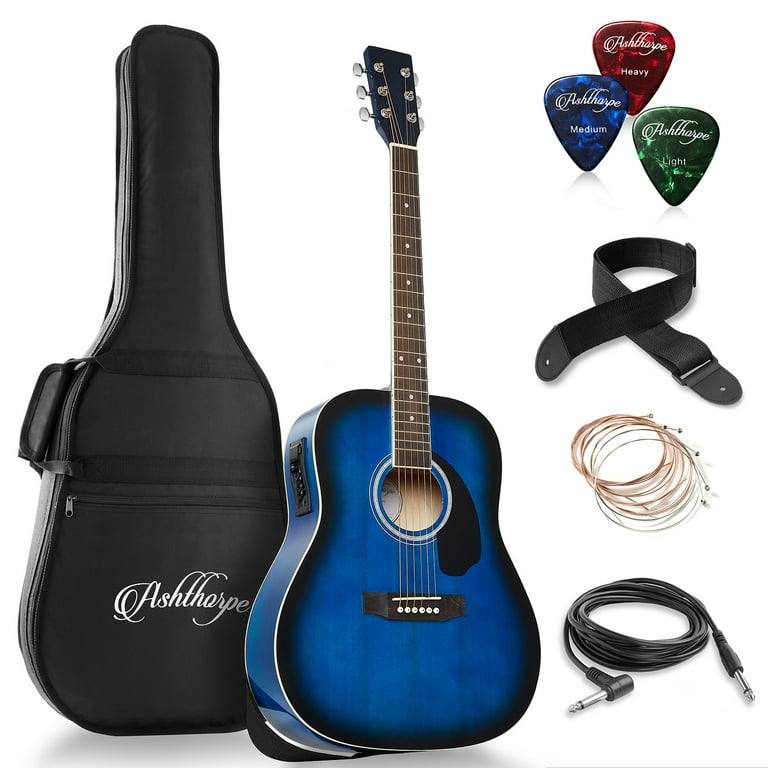 Ashthorpe New Ashthorpe Full-Size Dreadnought Acoustic Electric Guitar  Blue 2023 photo 1