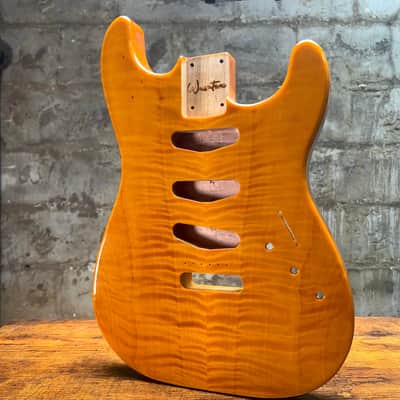 Warmtone CG SSS Strat Style Guitar Body Flamed Maple “Sun” 4.7lbs image 3