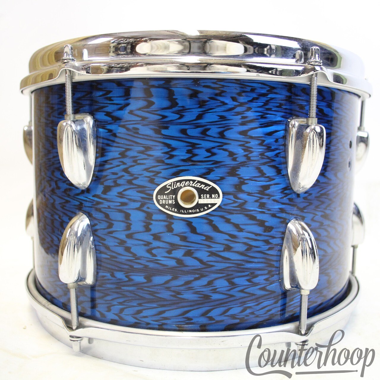 Slingerland 12x8" Tom Drum 70s Blue Agate Niles Sound King 3-Ply Mahogany/Maple — main photograph