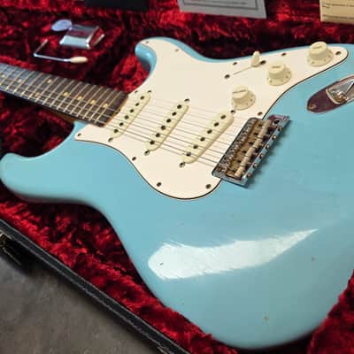 Fender Custom Shop Postmodern Journeyman Stratocaster 2016 Daphne Blue Relic Aged Roadworn American Vintage 60s 1960's Reissue USA Guitar close to Sonic Blue heavy relic post modern image 2