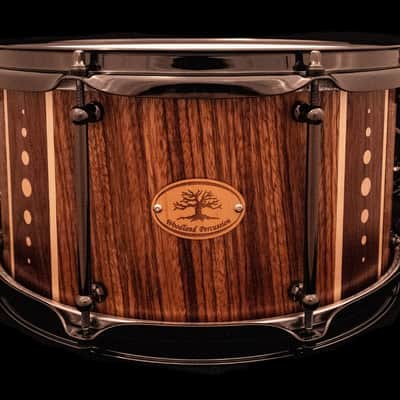 Woodland Percussion 13" x 7" Zebrawood Stave Snare Drum Walnut and Maple Accents image 1