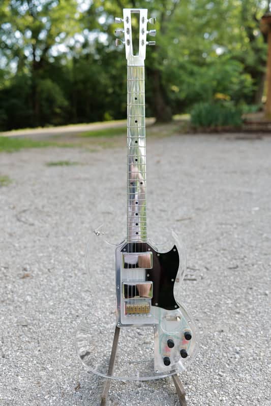 Electrical Guitar Company DS Ghost with Humbuckers NOS 2020s Polished aluminum neck and polished acrylic body image 1