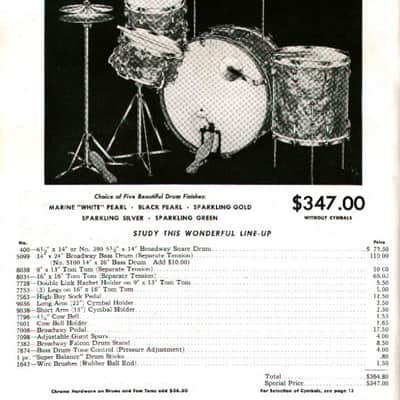 Leedy Broadway "Nite Club" 4 Piece Drum Set - 1946 - Black Diamond Pearl (C019) image 2