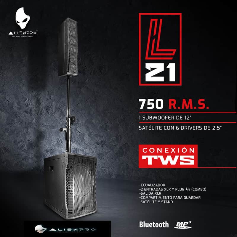 Alien Pro Audio system with 1 12″ Subwoofer + 1 Satellites with 6 2.5″ drivers image 1