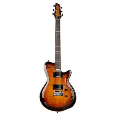 Godin (024124) LGXT Cognac Burst Flame Electric Guitar with Gig Bag (Open Box) image 2