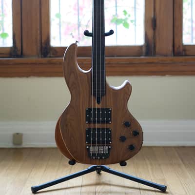 Wal Mk2 Fretless American Walnut Facings, Mahogany Core, Ebony Fretboard Electric Bass Guitar image 1