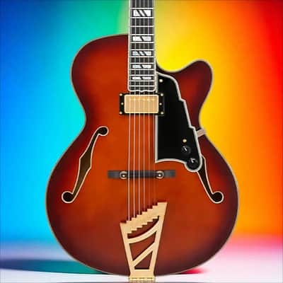 D'Angelico Excel 16 Hollowbody Electric Guitar With Seymour Duncan DA-59 Humbucker Amaretto Burst image 2