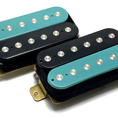 Dragonfire Zebra Screamers Humbucker Set ~ Teal Black Zebra Style #2 ~ Bridge + Neck HH Pickup Set image 2