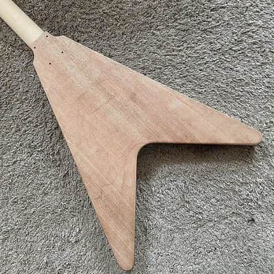 DIY Project Guitar Flying V Style Kit, Mahogany Body, Maple Neck, Rosewood Fingerboard image 13