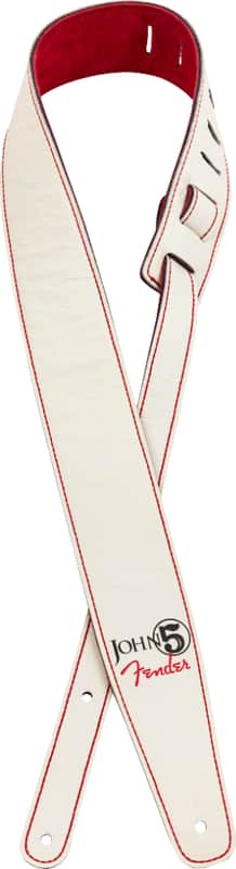 Mint Fender  John 5 Leather Strap, White and Red MODEL #: 0990650109 image 1