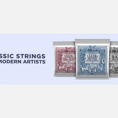Ernesto Palla Nylon Black & Silver Classic-Gtr String Set Gauges 1st .028, 2nd .032, 3rd .040, 4th .030, 5th .036, 6th .042 - Med-Tension Ag-Plated Cu-Wire Wrap on Multifilament Core Monoflmnt-Plains image 4