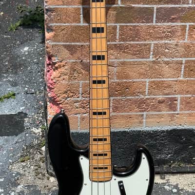 Fender Jazz Bass 1974 - cool Black Jazz w/the last of the 4-Bolt Black Block Maple Necks a la Geddy Lee. image 7