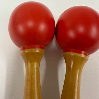 6" Mini Maracas, Wooden, 6" x 2", Mid-East MARR, Painted Red - NEW image 3