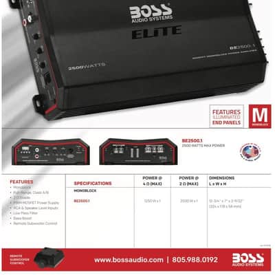 BOSS Audio - BE2500.1 - Monoblock Amplifier - 2500 Watts, 2/4 Ohm image 5