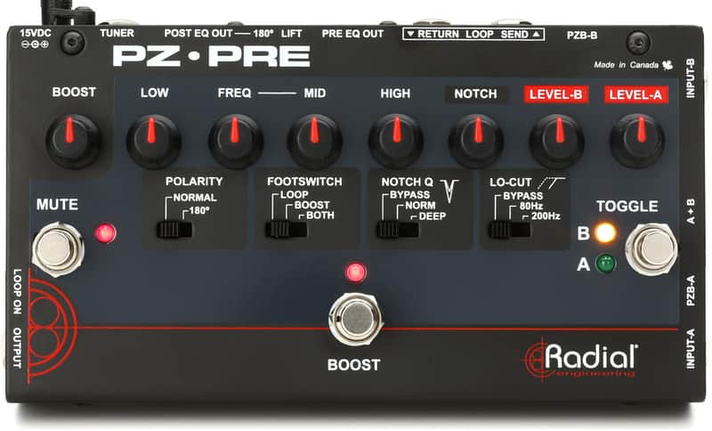 Radial PZ-Pre 2-channel Acoustic Instrument Preamp Pedal image 1