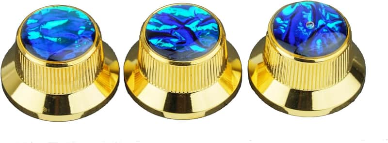 Top Hat Potentiometer Control Knobs with 6.3mm Dia. Shaft Pots - 3PCS CNC Aluminium alloy Bell Speed Tone Volume Switch Knob Replacement for Electric Guitar or Precision Bass, Gold image 1