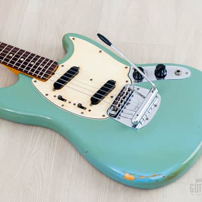 1968 Fender Mustang Vintage Offset Guitar Daphne Blue w/ Case image 10