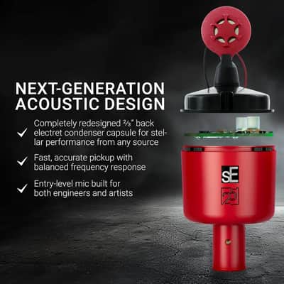 SE ELECTRONICS X1 A 2C Large Diaphragm Condenser Microphone with 100 Hz Filter & -20 dB Pad - XLR Condenser Mic for Singing & Instruments - Professional Studio Microphone for Recording (Red) image 3