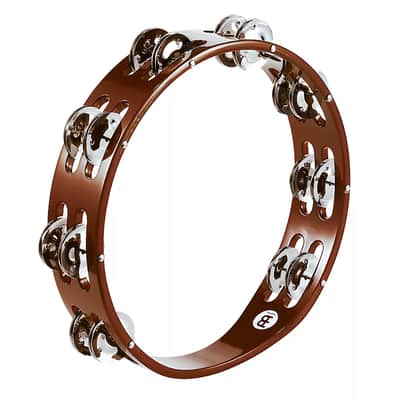 Meinl TAH2B 10" Traditional Wood Goatskin Head Tambourine with Double Row Steel Jingles