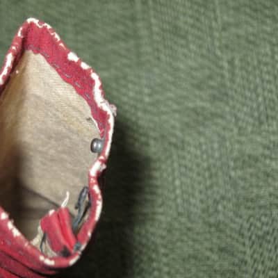 vintage Shure microphone pouch 1960s / 1970s - Outer areas: red thin velvet with black graphic / Inner areas: tan thin canvas (11 & 1/8" x 3") image 17