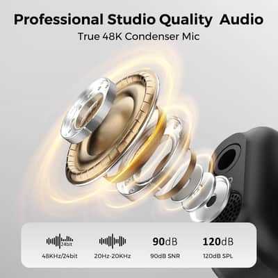 Wireless Lavalier Microphone for iPhone, Android, Camera & PC – Clip-On Wireless Lapel Mic with Mono/Stereo/Safety Track, AI Noise Cancelling, 48kHz/24-Bit, 54H Battery, 328ft Range image 2