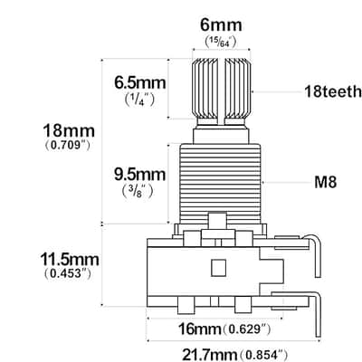 Pro Aluminium Mini Metric Sized Blend Pots Dual Balance Potentiometers with Center Detent for Guitar (Set of 2) image 2