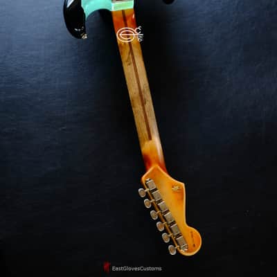 Fender Stratocaster Surf Green over Sunburst Made in USA Heavy Aged Relic image 10