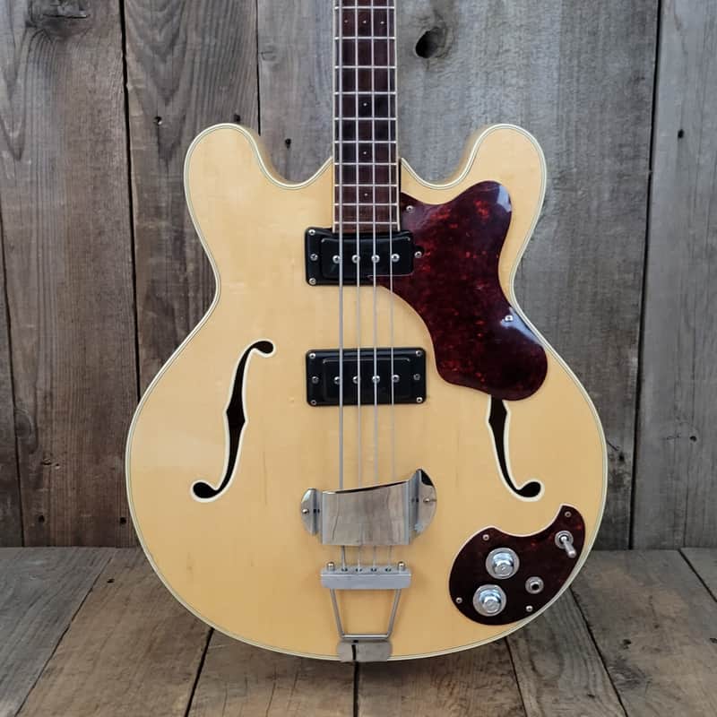 Mosrite Celebrity Hollowbody 4 String Bass 1968 - Natural Blonde image 1