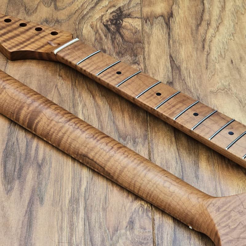Left Handed Stratocaster Compatible Roasted Flame Maple Guitar Neck Satin image 1