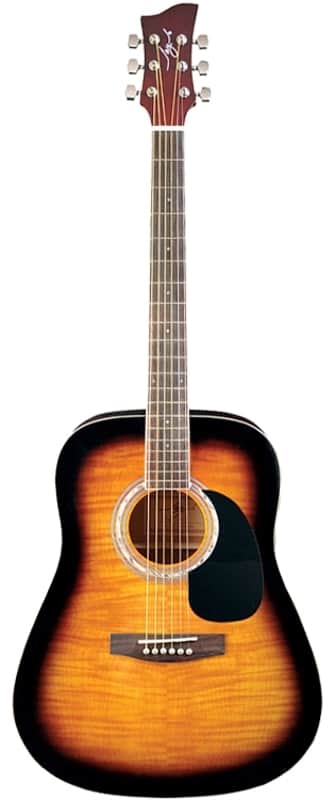 Jay Turser JJ45F-TSB Dreadnought Basswood Body Flame Top Mahogany