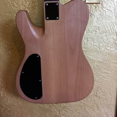 Custom Hollow body Fretless Tele Bass; Moses Graphite neck Koa top image 4