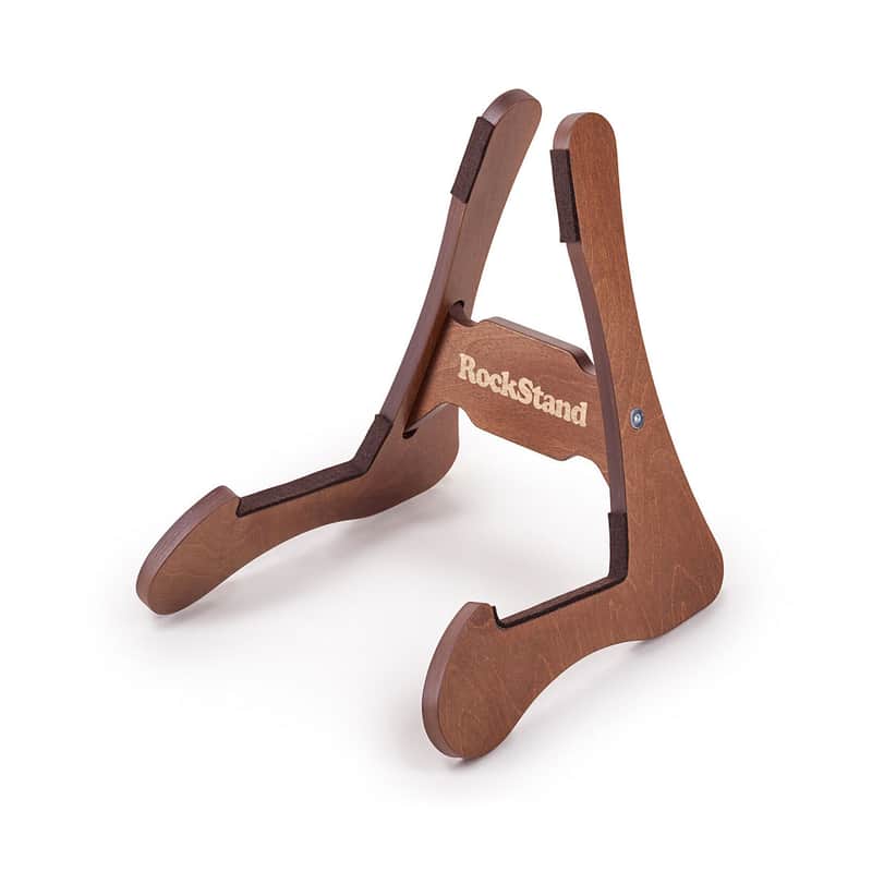 RockStand Wood A-Frame Stand - Acoustic Guitar & Bass - Dark Brown image 1