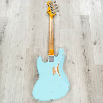 Mint Fender Custom Shop 1961 Jazz Bass Heavy Relic, 3A Rosewood Fingerboard, Faded Aged Daphne Blue image 5
