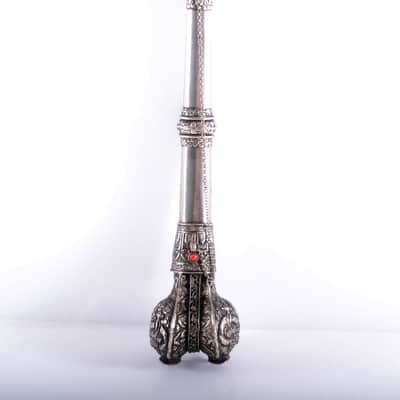 Antique Tibetan Ceremonial Hand Carved Silver Trumpet - Buddhist - Mus. Instrument - Monastery Religious Horn - Artifact - Bone Kangling - Shaman - Nepal image 5