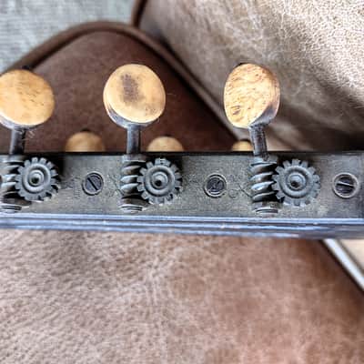 ca. 1875 Strip 3-on-a Side Guitar Tuning Machines Geared Tuners Brass image 15