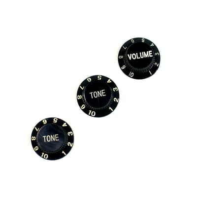 Strat style Guitar Control knobs Set ( 2 Tones, 1 Volume ) ,Black