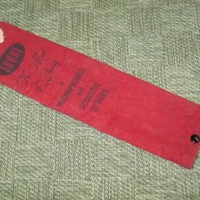 vintage Shure microphone pouch 1960s / 1970s - Outer areas: red thin velvet with black graphic / Inner areas: tan thin canvas (11 & 1/8" x 3") image 4