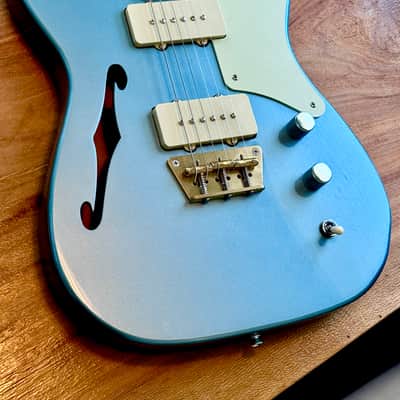 Squier FSR Thinline Cabronita, Ice Blue Metallic w/Matching Headstock & Upgrades, Paranormal Fender Telecaster image 9