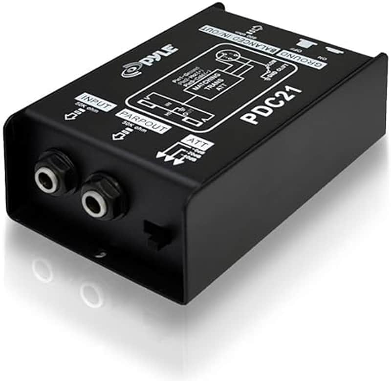Premium Direct Injection Audio Box - 2.36" x 4.09" Passive DI Unit Hum Eliminator w/ Input Attenuator to Connect Guitar & Bass, 1/4'' Impedance Transformer Connector to Balanced & Unbalanced XLR image 1