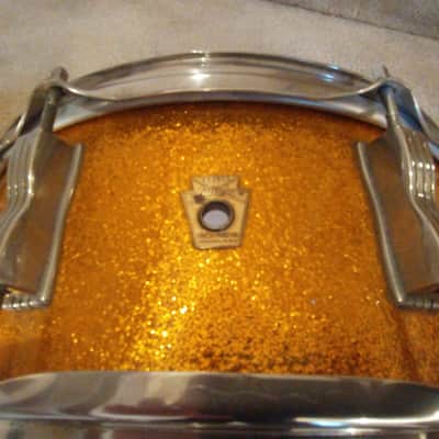 Ludwig Vintage 1966 gold sparkle Jazz Festival snare drum exceptional! image 2