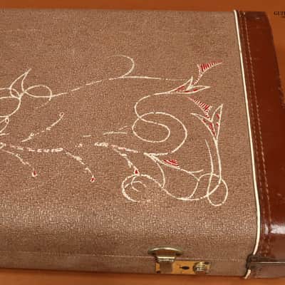 Original Vintage 1959-1961 Fender Jazzmaster Brown Tolex Hardshell Case with Yellow Interior image 5