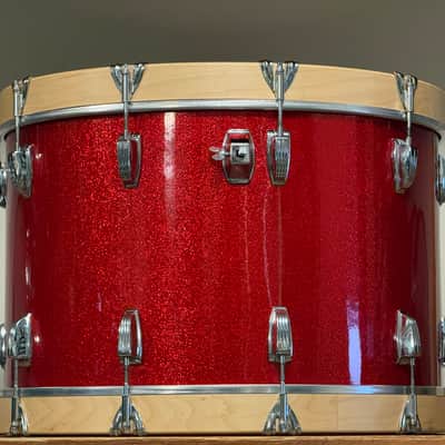 1970's Ludwig 22" Red Sparkle 14x22 Bass Drum 3-Ply Maple image 5