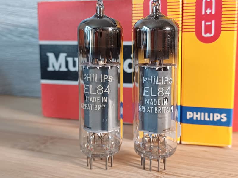 Very rare  NOS NIB 1972 MULLARD Blackburn el84 6bq5 matched pair  KM1  UK Philips label very strong Vox ac15 Marshall Echolette image 1