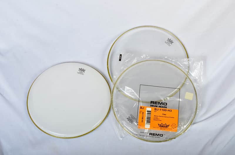Remo 3- 11" Banjo heads 2- clear, 1-Frosted bottom image 1