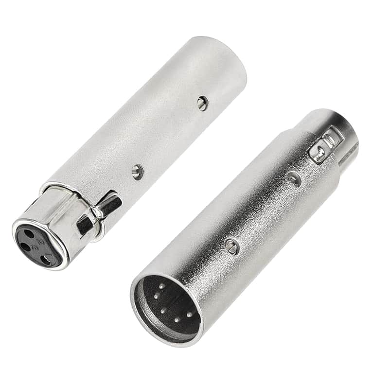 XLR 3 Pin Female to XLR 5 Pin Male Adapter Connector Gender Changer，Anodized Aluminum Adapter with Lock Release Button（Sliver-1PCS image 1