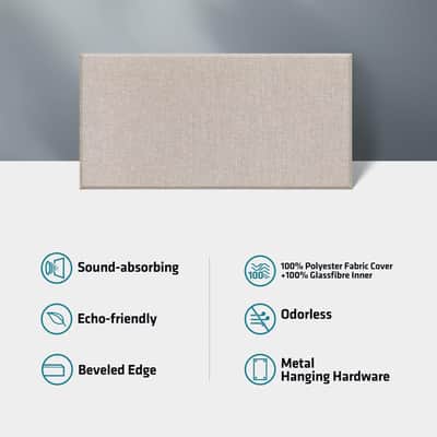 2 Thick Acoustic Panels With Hanging Hardware, 2 Pcs 47.2 X 23.6 Fiberglass Sound Absorbing Panels For Home Theater Church Office Wall, Linen image 5
