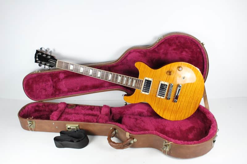1998 Gibson Les Paul Standard Double Cut Amber Flame Maple Top Original Case 7 lbs 1 oz 60's 1960's Neck Profile image 1